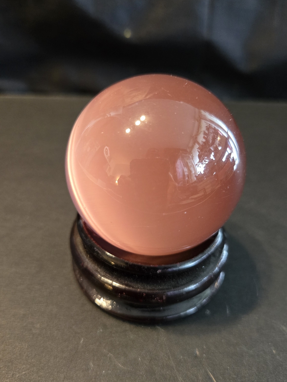 🩷 Pink Cat’s Eye Fiber Optic Glass Sphere 2" 5.68 oz